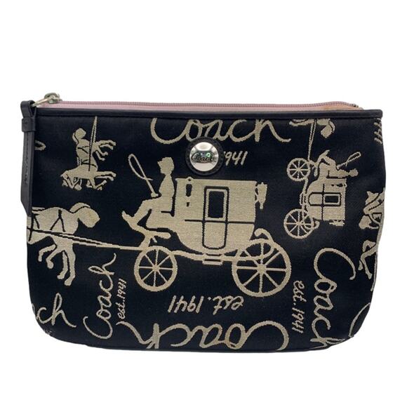 COACH Carriage Black Canvas Pouch Make-up / Cosmetic Case - Picture 1 of 6